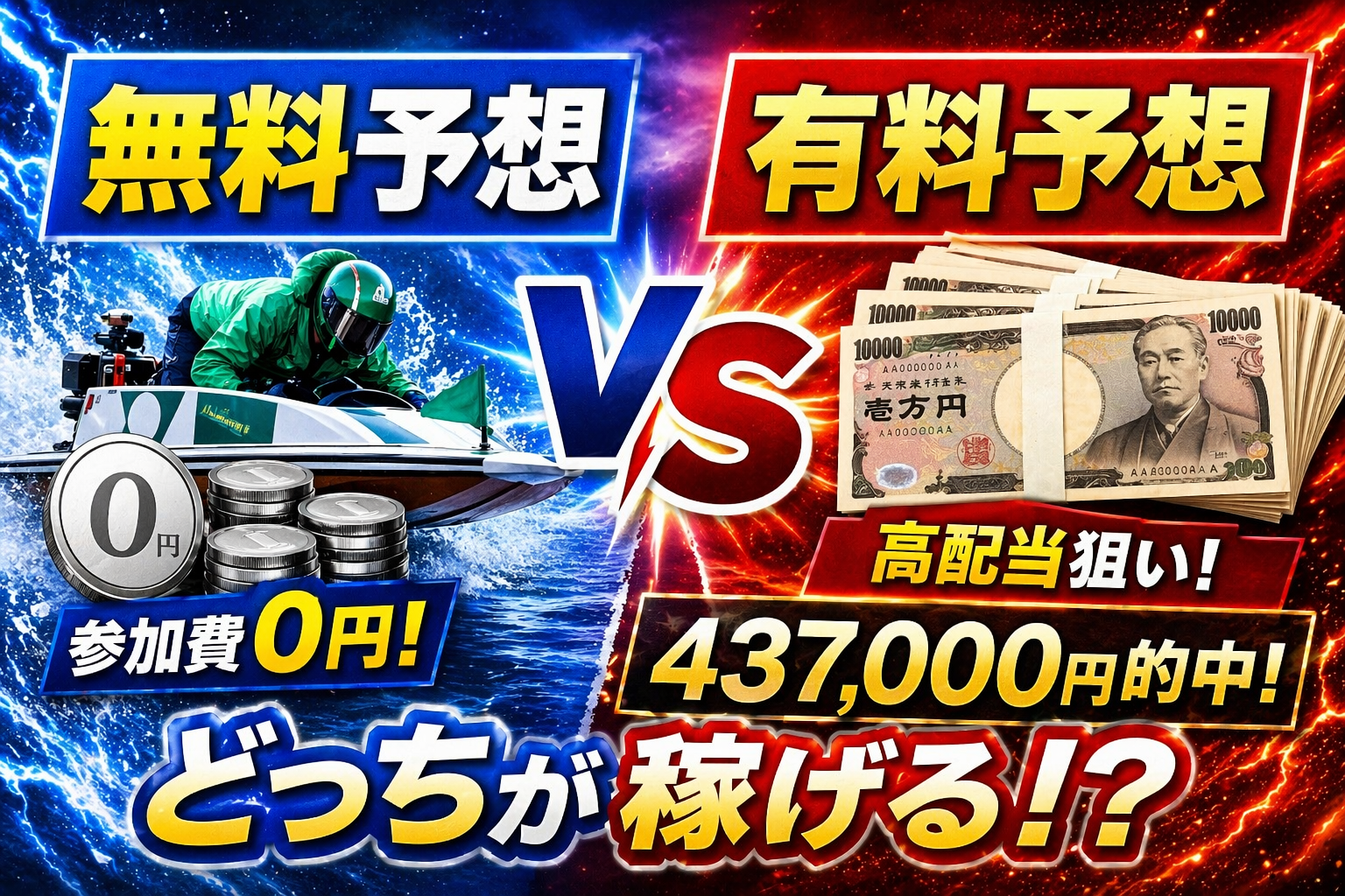競艇予想サイトの無料予想、有料予想の違い